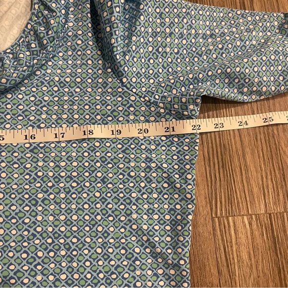 J. McLaughlin Durham Top Women’s Sz XL Blue Catalina Cloth Ruffle 3/4 Sleeve - Picture 6 of 8